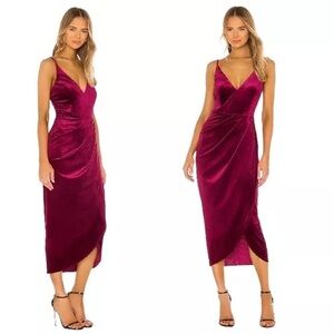 NWT Yumi Kim Felicity Dress Wine Velvet Midi Formal Party Cocktail Revolve S